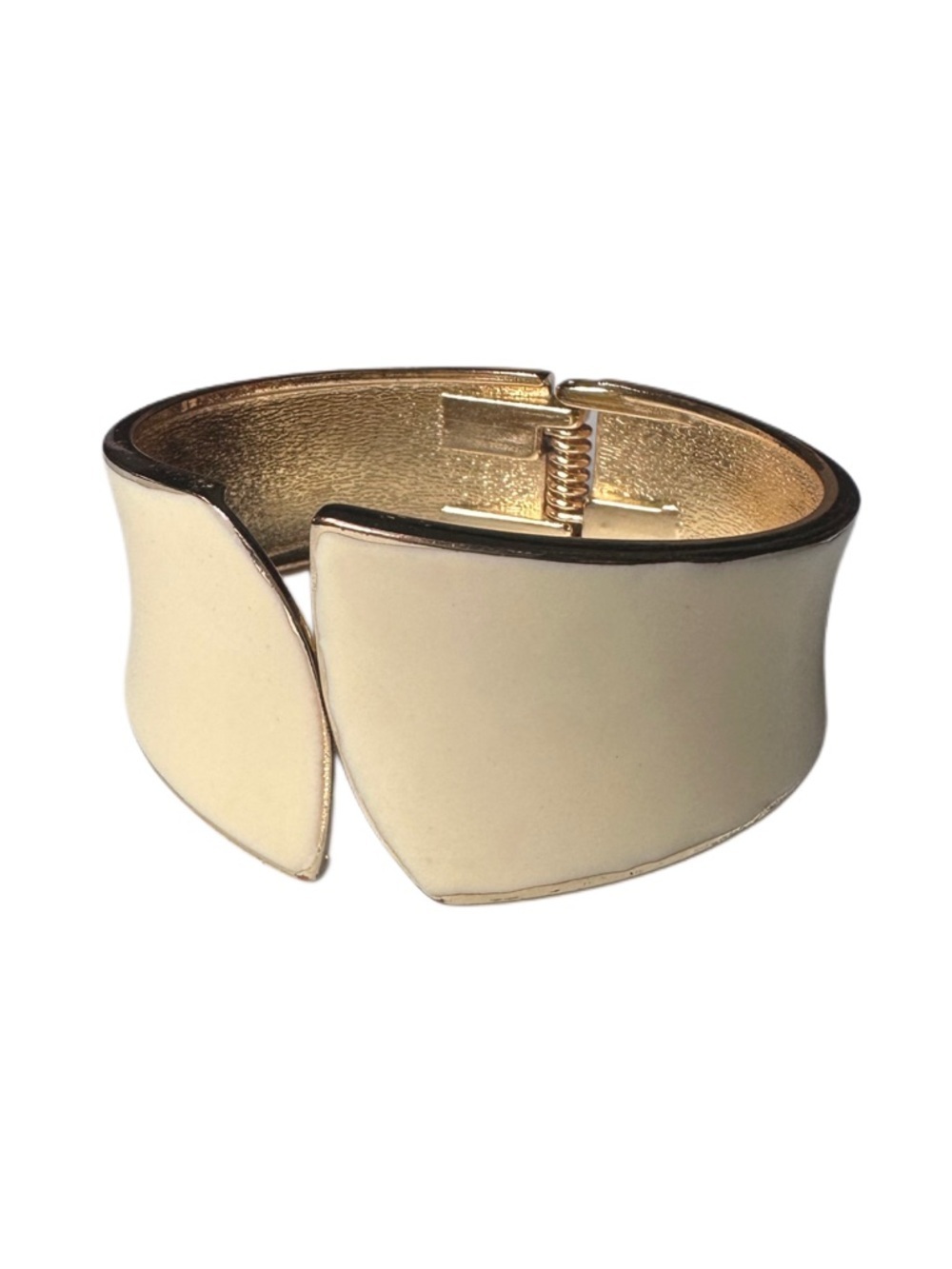 5/$25 😻 Gold-Tone Cream Enamel Hinged Cuff Bracelet